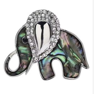 Abalone Elephant Brooch with Rhinestones | NWOT